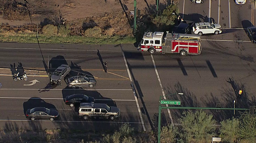 Serious injury crash on Cave Creek Rd at Sonoran Desert Drive. Phoenix, Arizona