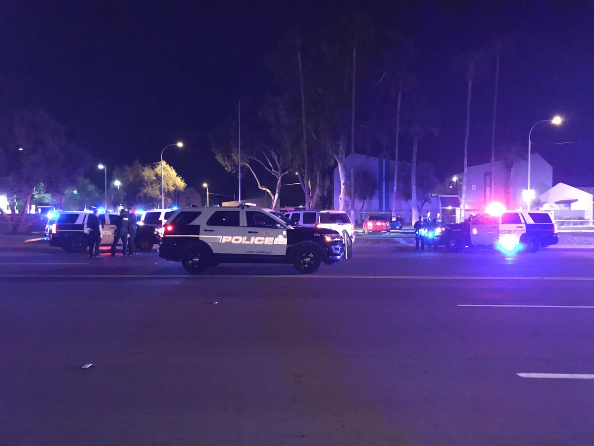 Tempe police investigating a double shooting at Priest and Broadway one person has died from there injuries a second person is in critical condition 