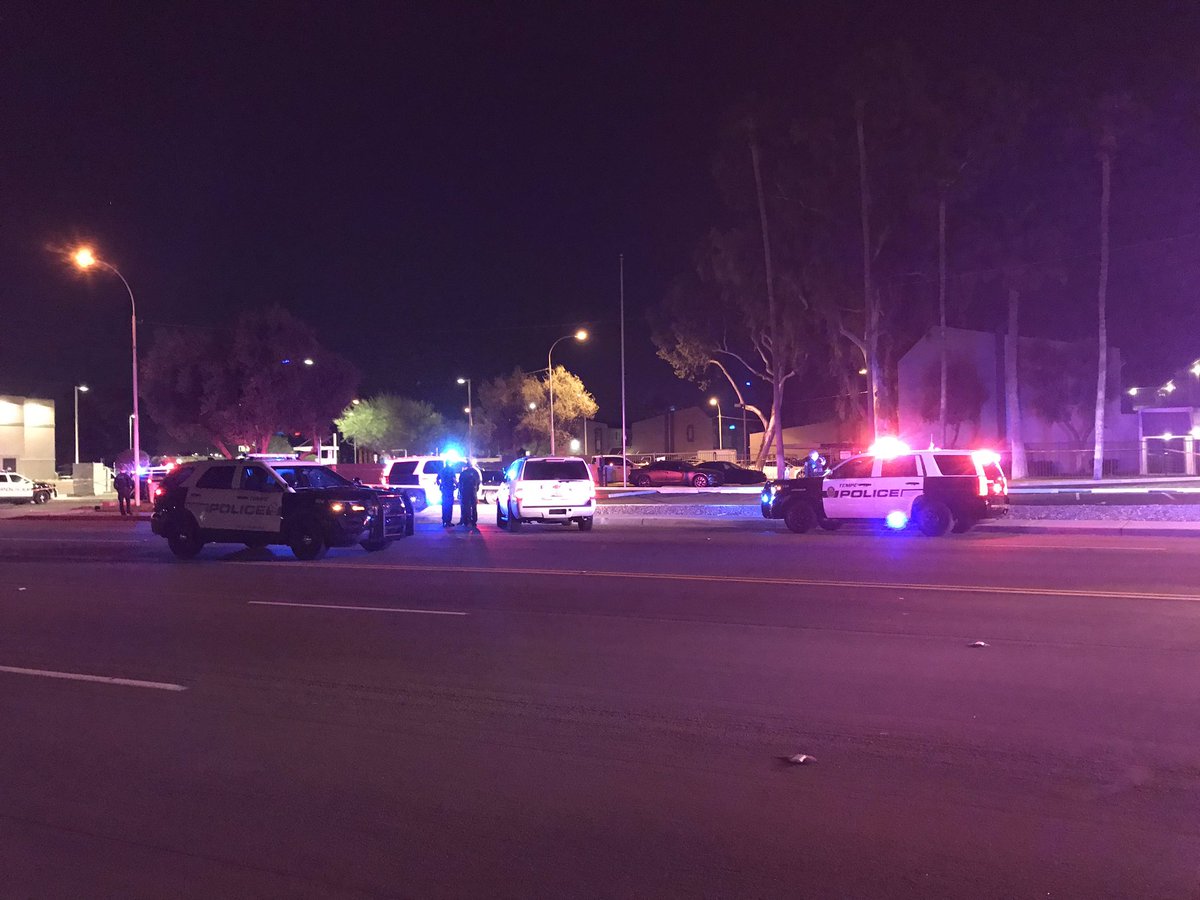 Tempe police investigating a double shooting at Priest and Broadway one person has died from there injuries a second person is in critical condition 