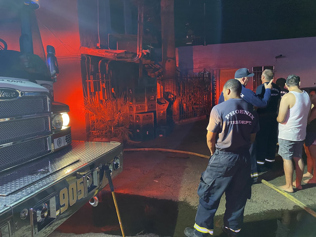 Central Phoenix fire crews heroically extinguished an apartment fire attached to an ice cream store early this morning. The structure was saved and all civilians and firefighters are out safe