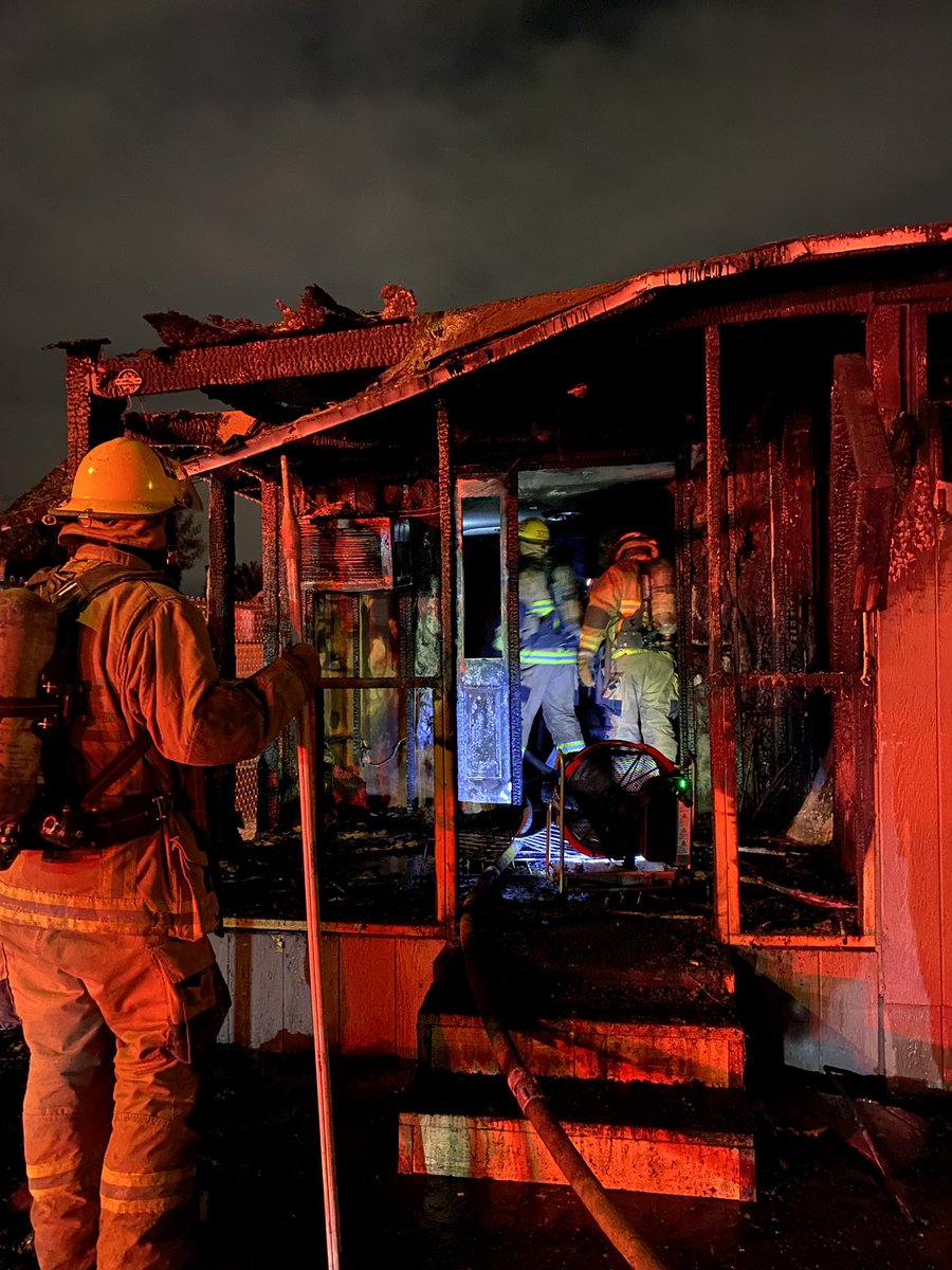 Quick action from firefighters have prevented a mobile home fire from extending to adjacent structures. Engine 24 arrived to find a large amount of fire coming from the interior of the home. No reported injuries on the fireground and all occupants safely evacuated the structure