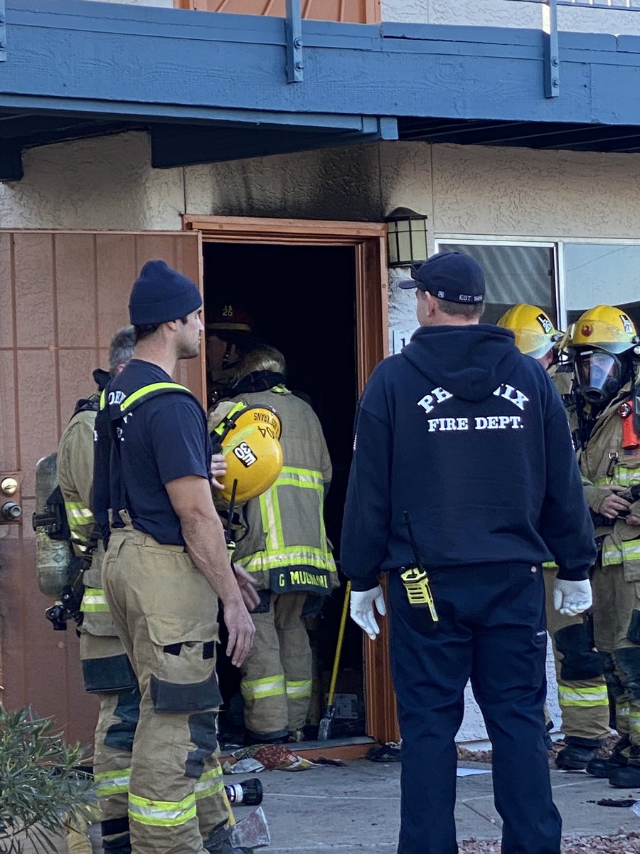 Firefighters have extinguished a first floor apartment fire near 35th Ave & Camelback. Crews arrived to find thick smoke coming from the entryway of the unit. Quick action from all personnel on the fire-ground contributed to a rapid extinguishment