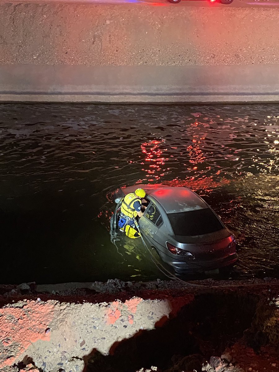 Firefighters have rescued a man who crashed his car into a canal near 56th St & Indian School. Technical Rescue Teams used a mechanical rope system to safely extricate the patient out of the water