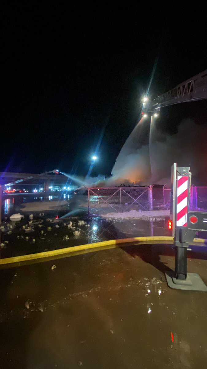 Firefighters battled a 2nd Alarm Hazmat Fire tonight near 19th Ave & McDowell Rd. Crews arrived on the scene and found a large pile of railroad ties fully involved. Ladder companies were set up for a Big Water operation. No reported injuries and the cause is unknown