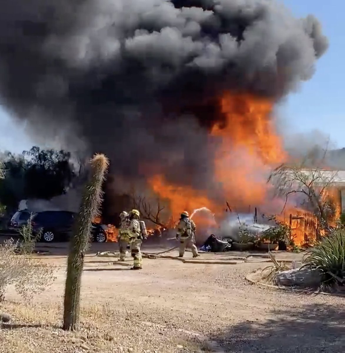 Emergency crews are reportedly treating multiple burn patients after a fire near Cave Creek Road and Sweetwater Avenue this morning