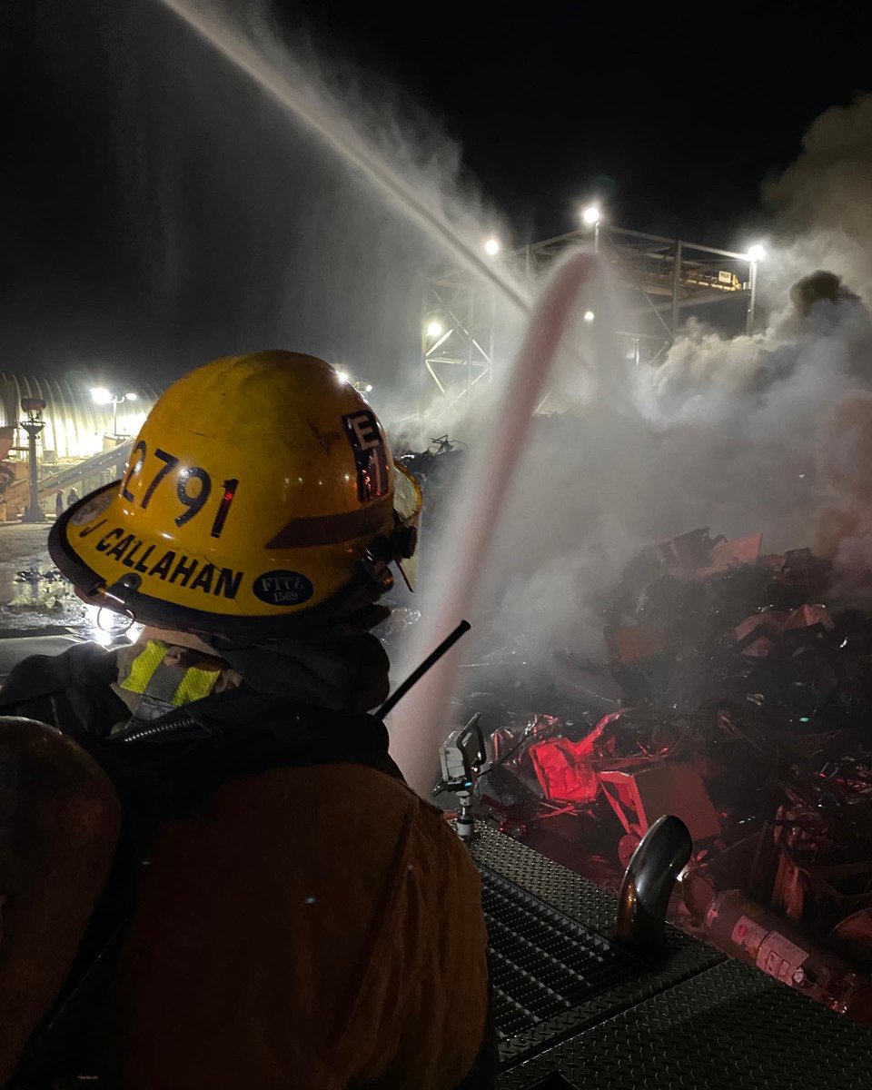 Tonight firefighters have extinguished a 2nd Alarm Scrapyard Fire near 22nd Ave & McDowell Rd. Crews operated in a defensive strategy, while using a Big Water Operation to successfully extinguish the blaze. No injuries were reported on the fireground