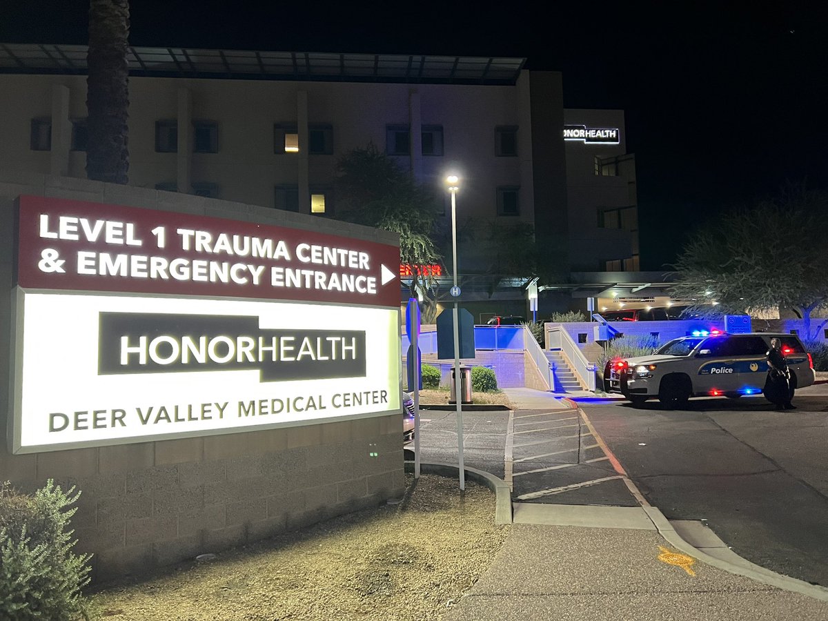 Massive scene at Honor Health Deer Valley Medical Center, where the two officers were transported. This Level 1 Trauma Center is roughly a mile from the shooting scene