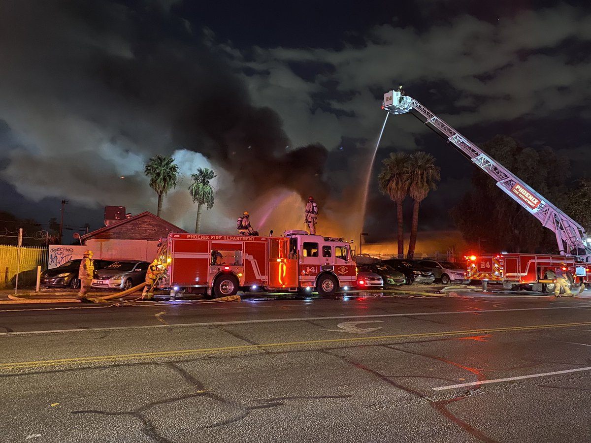 Phoenix Firefighters are on scene of both a recycling plant fire near 19th Ave and Lower Buckeye, and a car repair shop fire near 35th Ave and Buckeye.   Crews have gained fire control of both incidents and working to extinguish hot spots