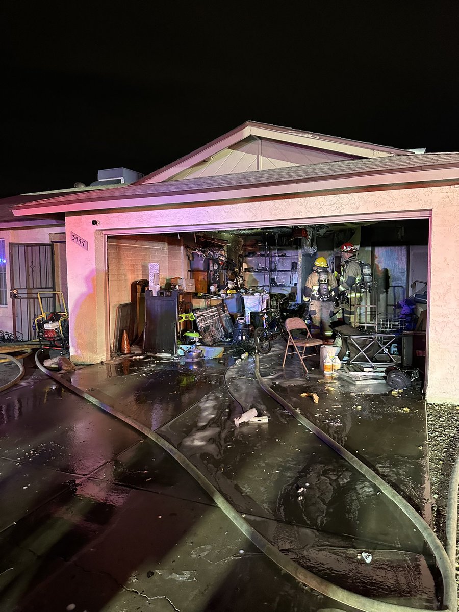 Firefighters have extinguished a fast moving garage fire this morning near the area of 35th Av and Cactus-The homeowner was able to escape   firefighters were able to prevent the fire from spreading further into the home. Fire investigators on scene, cause has not been determined