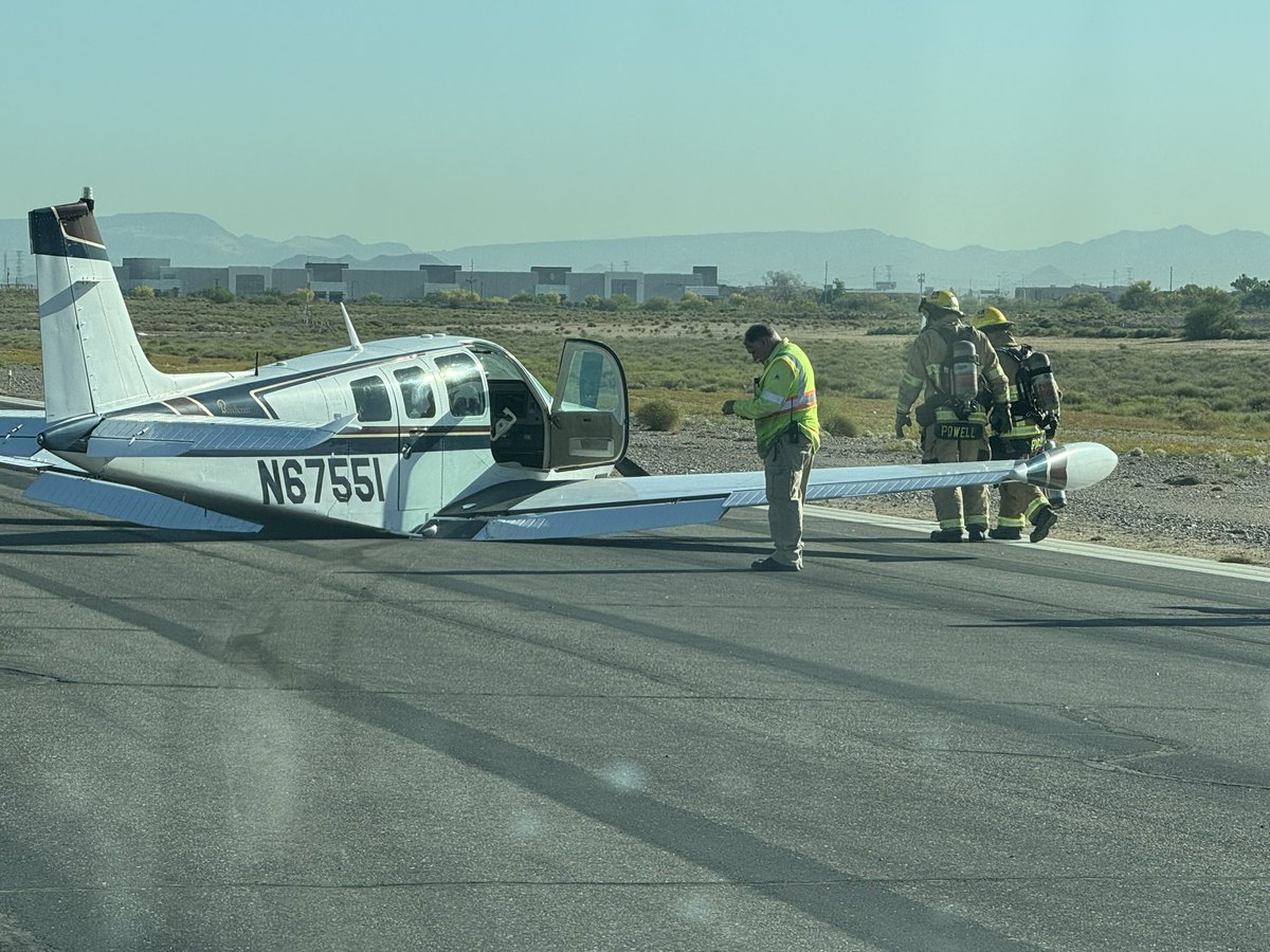Glendale and @PeoriaFire crews responded to a reported fuel spill at Glendale Municipal Airport. When they arrived they found a plane that had belly landed due to an issue with landing gear deployment. Fortunately nobody was injured and there was no emergency