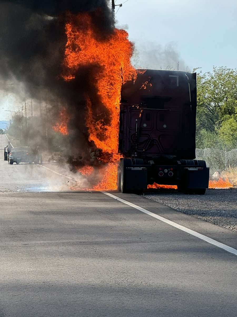 The Tucson Fire Department responded to a vehicle fire at I-10 and Wilmot. A semi without a trailer caught fire on the westbound frontage road shortly after the driver had filled up with diesel, about 110 gallons total.Battalion 4,