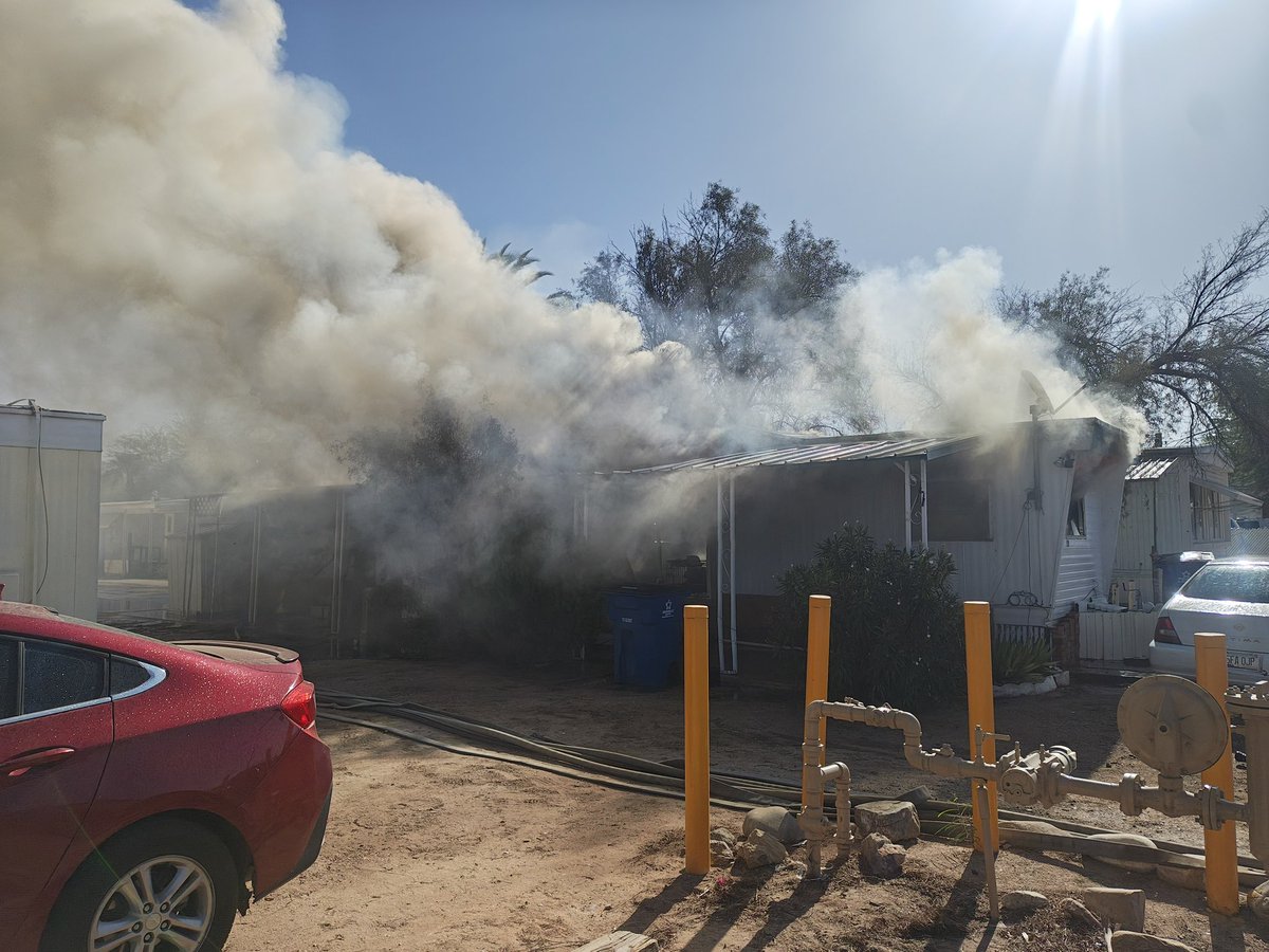 Tucson Fire was dispatched to a mobile home fire in the 800 block of West Prince Road at 8 this morning. Engine 8 arrived three minutes later and reported the mobile home was fully involved.Crews quickly put out the fire, calling it under control at