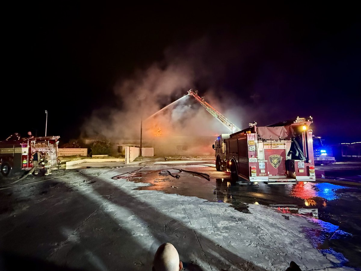 Tucson Fire was dispatched to an Auto Aid request from South Tucson Fire at 8:04 last night at the shuttered Tucson Greyhound Park, which is currently being demolished.