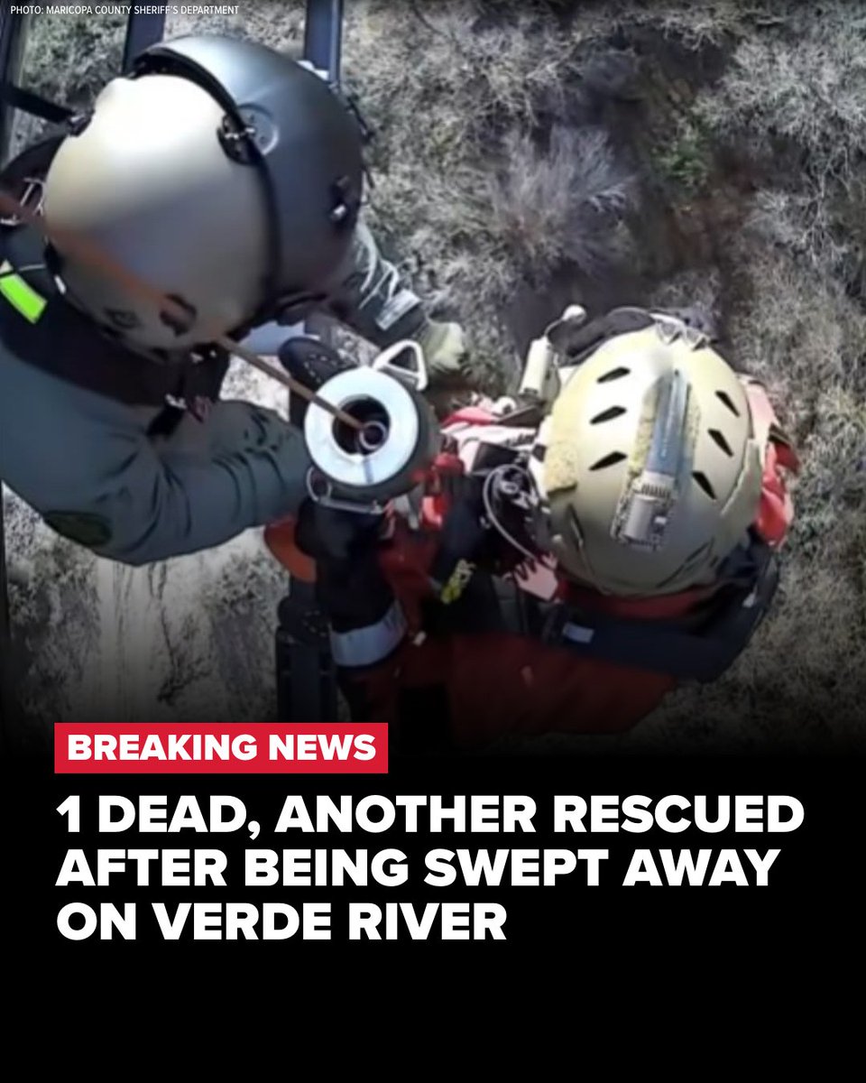 One person died, and another person was rescued after they were swept away by swift waters on the Verde River, according to MCSO