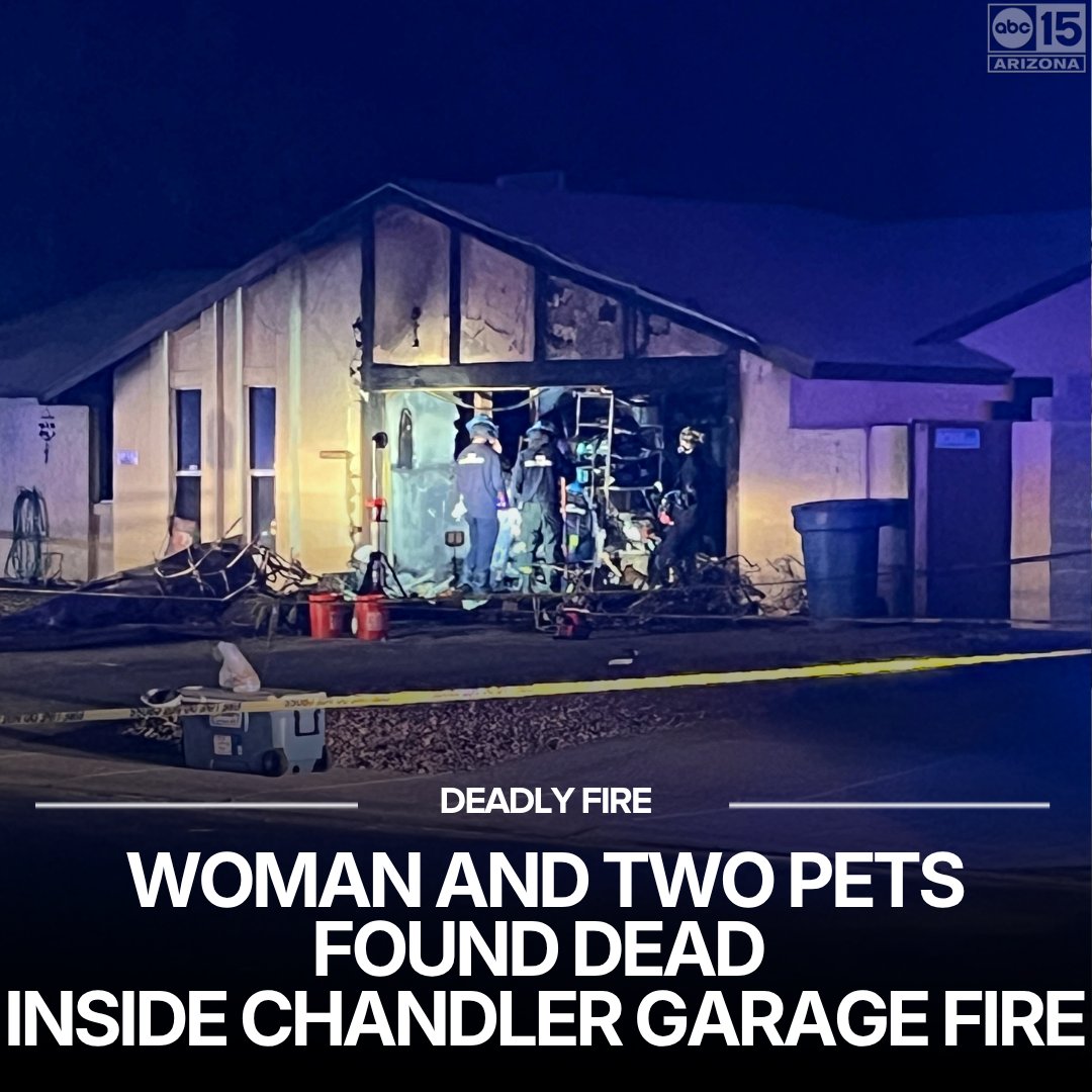 Chandler fire crews say a woman and two pets were found dead after a garage fire near Dobson and Warner roads Friday afternoon