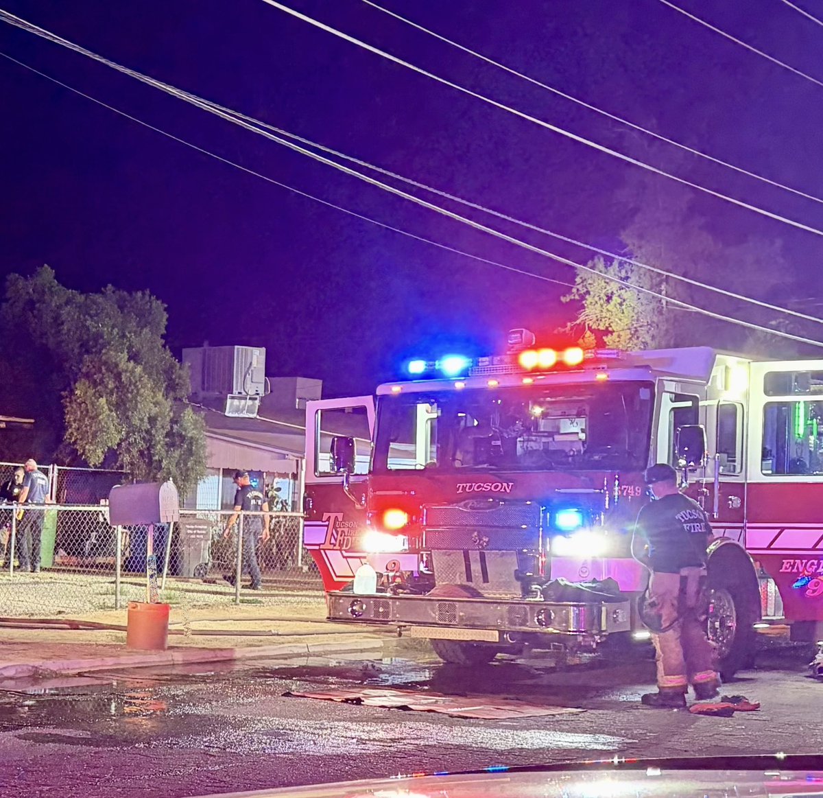 Tucson Fire was dispatched to a house fire  in the 5600 block of East 26th Street. Multiple 911 callers reported a that a home was on fire and that flames were spreading to the adjacent property. Engine 9 arrived four minutes later and reported heavy fire